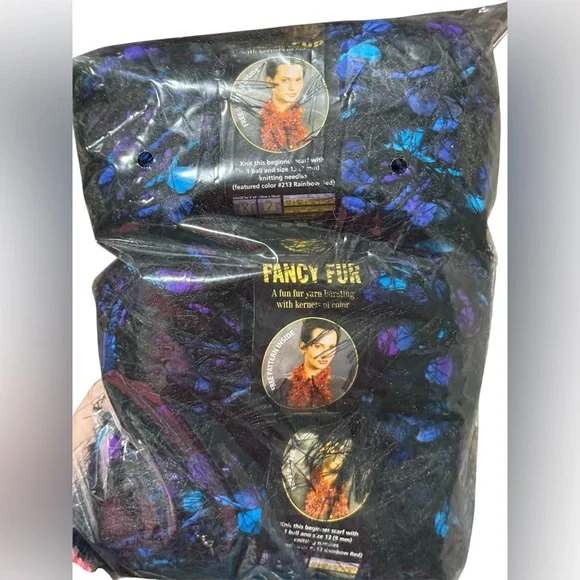 Lion Brand Fancy Fur Yarn 1.75 oz Stain Glass Black Lot Of 3 Knit Crochet Craft - Picture 2 of 4